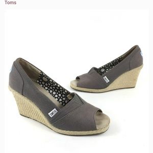 Toms Canvas Espadrille Wedge Open Toe